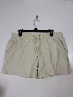 Theory linen blend pull on drawstring Shorts sz L